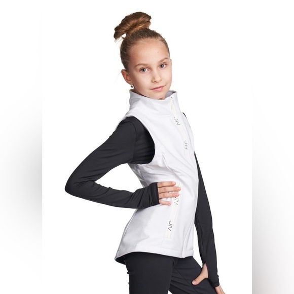 JIV Vest Nordic Figure Skating White Full Zip Pockets Youth Sz 150 US 10-12 NWT